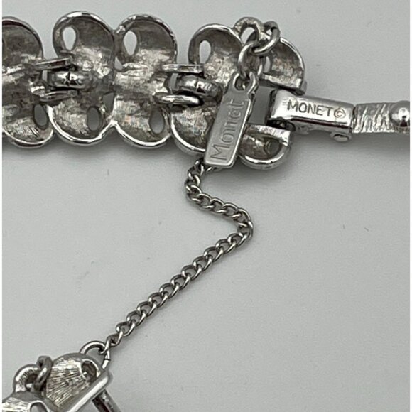 Vintage Monet Figure 8 Links Satin Silver Tone 7" Safety Chain - Picture 5 of 8